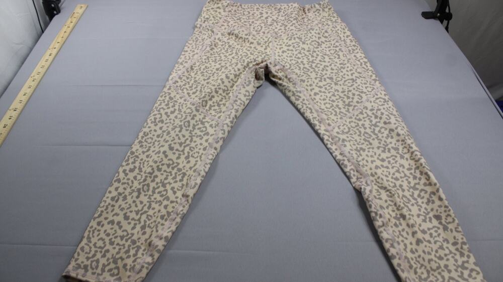 Evolution And Creation Leopard Print Pockets Athletic Leggings Womens L Gray